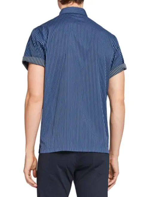Theory Weldon Relax-Fit Reverse Stripe Short-Sleeve Shirt