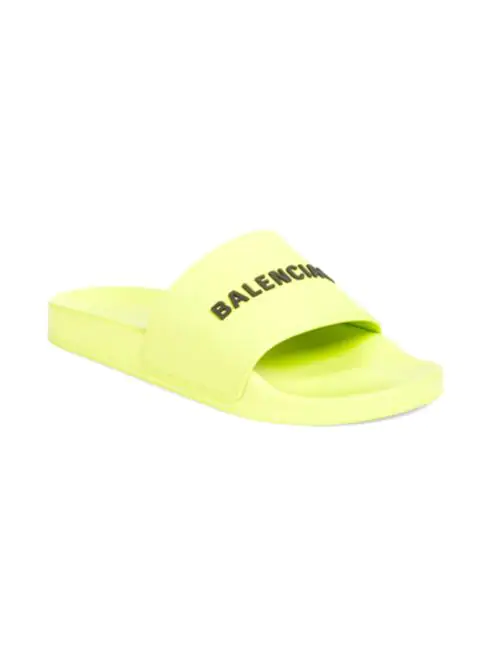 Balenciaga Logo Neon Pool Slides