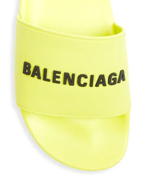 Balenciaga Logo Neon Pool Slides