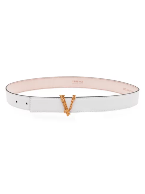 Versace V Logo Leather Belt