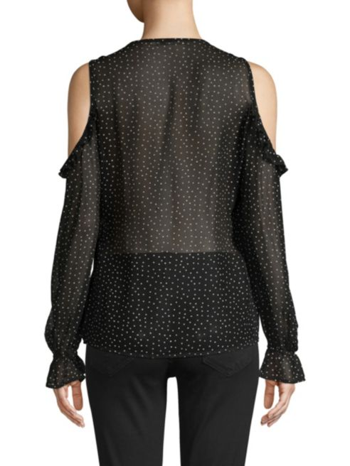 Red Haute Polka Dot Cold Shoulder Top