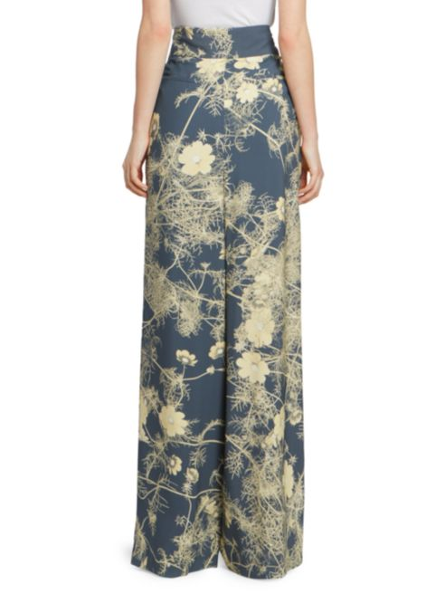 Dries Van Noten Wide-Leg Belted Floral Pants