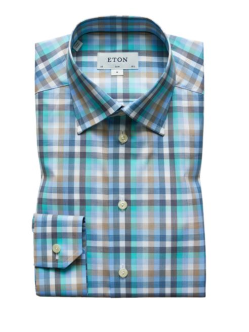 Eton Slim Fit Plaid Dress Shirt