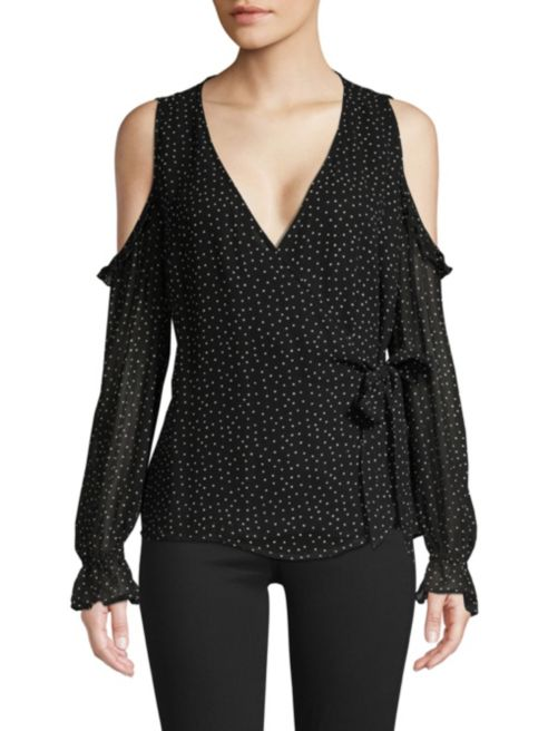Red Haute Polka Dot Cold Shoulder Top