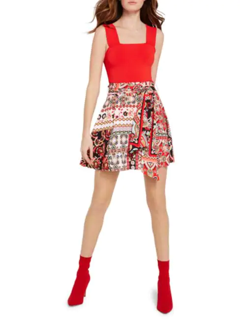 Alice + Olivia Helina Patchwork Floral Mini Skirt