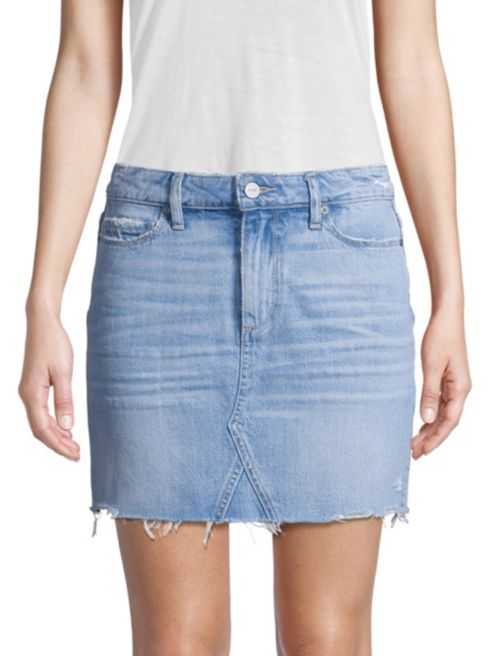 Paige Jeans Alethea Mid-Rise Distressed Jean Skirt