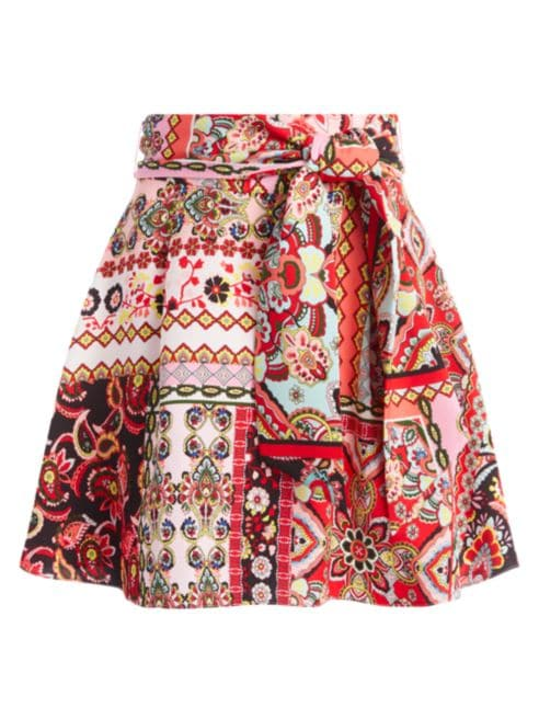 Alice + Olivia Helina Patchwork Floral Mini Skirt