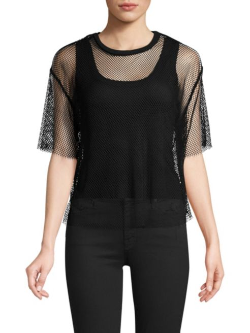 Kendall + Kylie Mesh Tee & Ribbed Tank