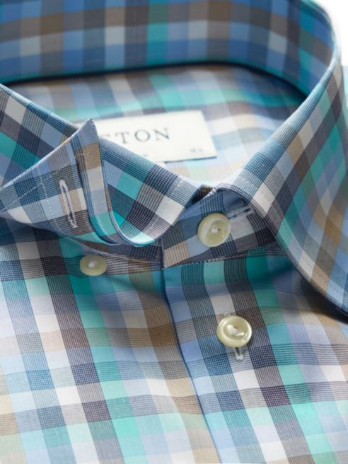 Eton Slim Fit Plaid Dress Shirt