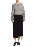 Helmut Lang Compact Merino Wool-Blend Midi Wrap Skirt