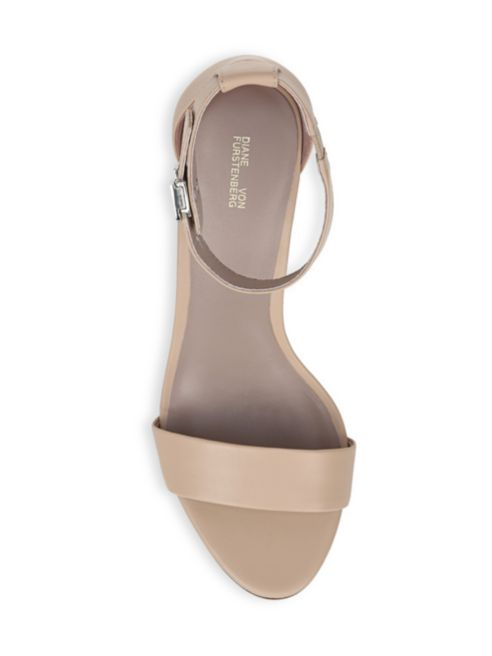 Diane von Furstenberg Chainlink Ankle-Strap Leather Sandals