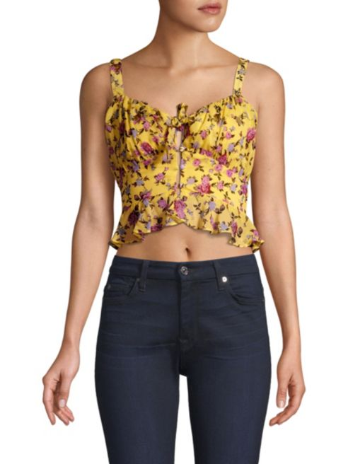 For Love & Lemons Beaumont Stretch-Silk Babydoll Top