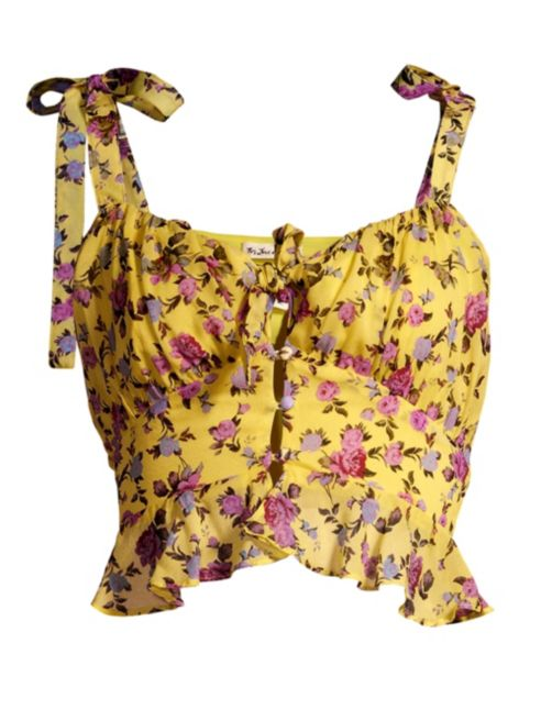 For Love & Lemons Beaumont Stretch-Silk Babydoll Top