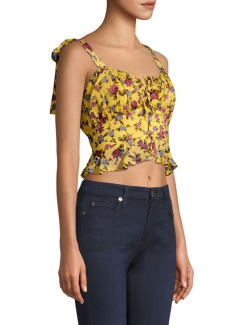 For Love & Lemons Beaumont Stretch-Silk Babydoll Top