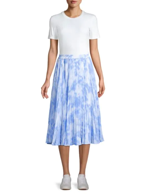Michael Kors Pleated Tie-Dye Skirt