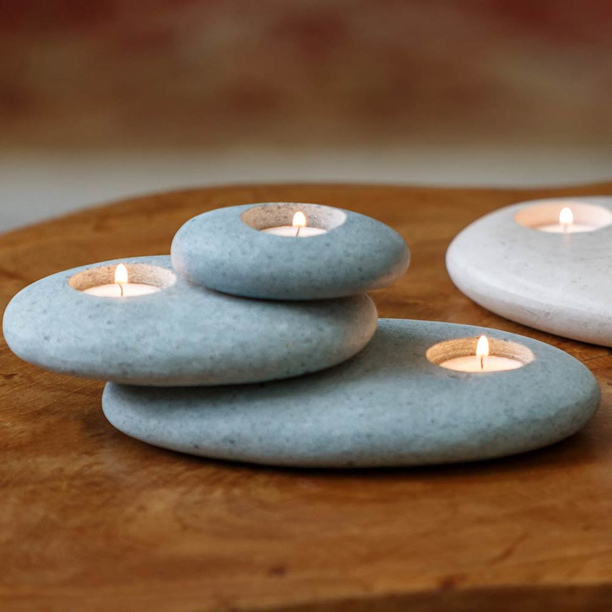 VivaTerra Zen Stone Cairn Tealight Holder